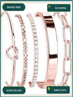 Gold Plated Sterling Silver Cuff Bracelet Set Stackable Bangle